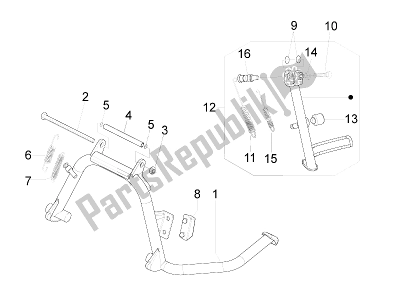 Tutte le parti per il Stand / S del Vespa LX 50 4T 4V Touring 2010