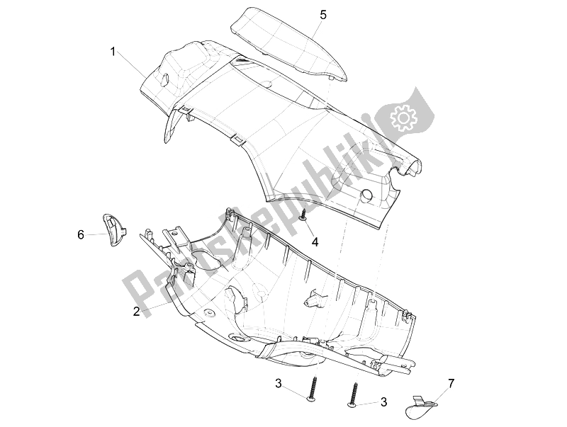 All parts for the Handlebars Coverages of the Vespa Sprint 50 2T2V 2014