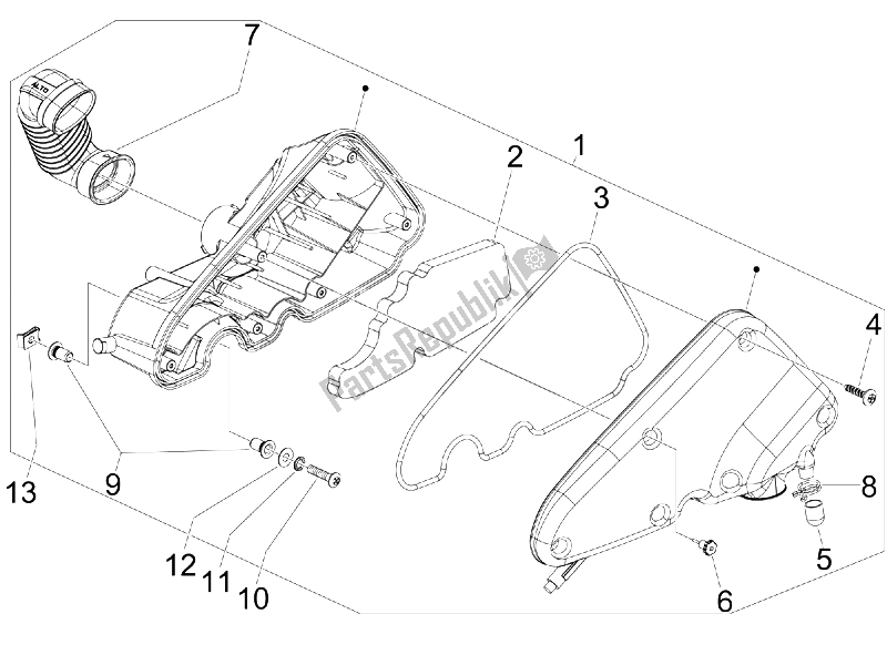 Toutes les pièces pour le Filtre à Air du Vespa LX 50 4T 4V NL 2011