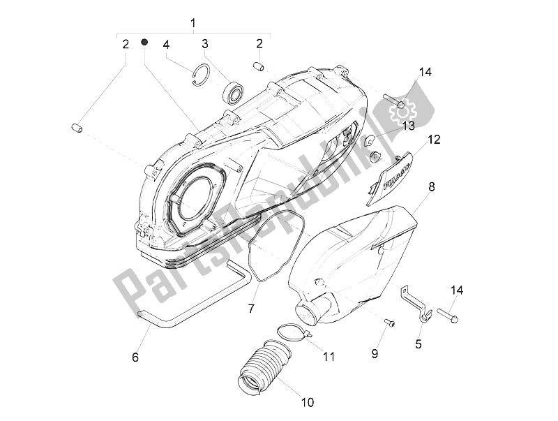 All parts for the Crankcase Cover - Crankcase Cooling of the Vespa Vespa 150 Sprint Iget 4T3V IE Asia 2016