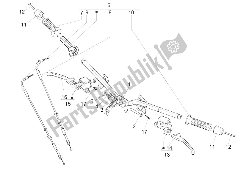 All parts for the Handlebars - Master Cil. Of the Vespa Vespa GTS 125 4T E4 ABS EU 2016