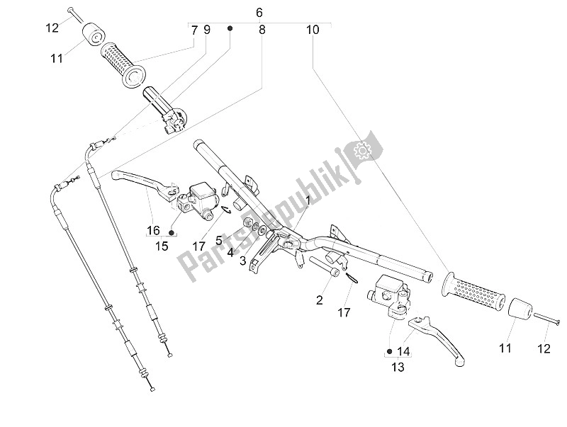 Todas las partes para Manillar - Master Cil. De Vespa Vespa GTS 150 4T E4 ABS EU 2016