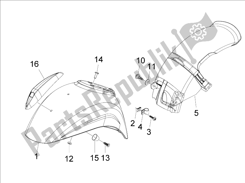 Toutes les pièces pour le Logement De Roue - Garde-boue du Vespa LXV 125 4T IE E3 2010