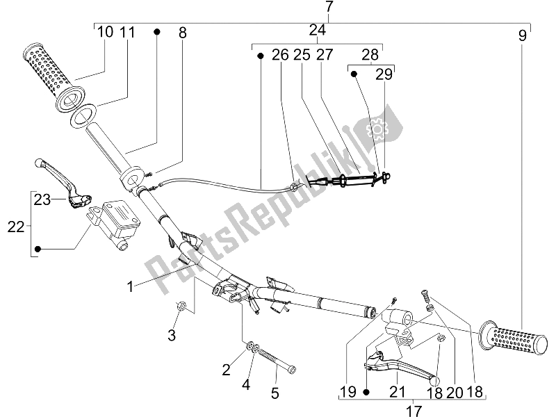 All parts for the Handlebars - Master Cil. Of the Vespa LX 125 4T E3 2006