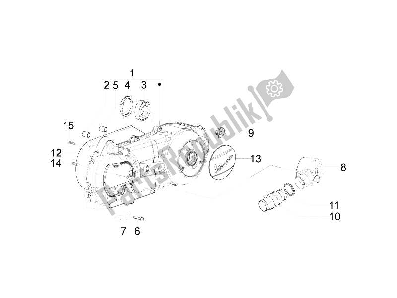 Toutes les pièces pour le Couvercle De Carter - Refroidissement Du Carter du Vespa LX 150 4T IE E3 Vietnam 2011