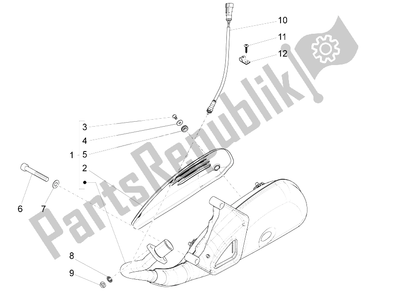 Todas las partes para Silenciador de Vespa S 125 4T 3V E3 IE Vietnam 2012