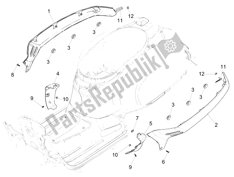 Todas las partes para Cubierta Lateral - Alerón de Vespa Vespa GTS 125 4T 3V IE Super Asia 2014