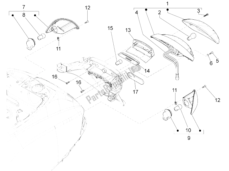 Tutte le parti per il Fanali Posteriori - Indicatori Di Direzione del Vespa Vespa S 125 4T 3V E3 IE Asia 2012