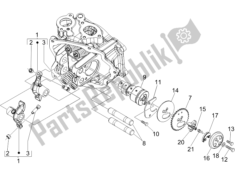 Toutes les pièces pour le Leviers à Bascule Support Unité du Vespa LX 150 4T IE Touring 2010