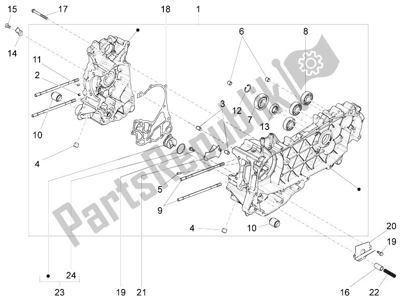 Todas las partes para Caja Del Cigüeñal de Vespa 946 125 2014