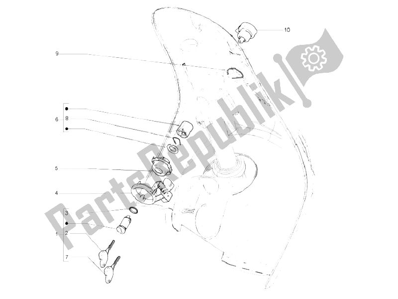 Tutte le parti per il Serrature del Vespa LX 125 4T E3 Vietnam 2009