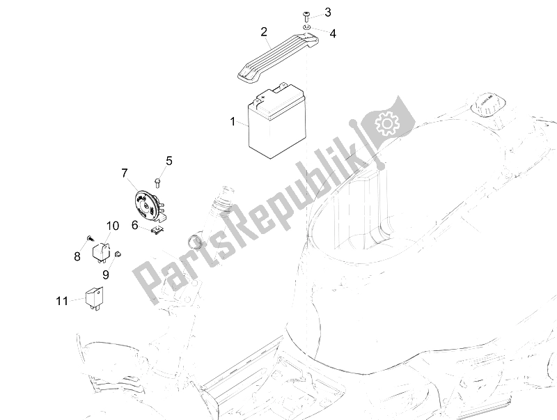 Todas las partes para Interruptores De Control Remoto - Batería - Bocina de Vespa GTS 125 4T IE Super E3 2009