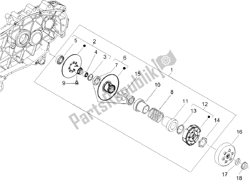 Toutes les pièces pour le Poulie Menée du Vespa LX 125 4T E3 Vietnam 2009