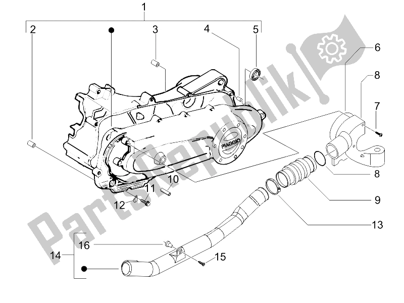 Toutes les pièces pour le Couvercle De Carter - Refroidissement Du Carter du Vespa LX 50 4T USA 2008