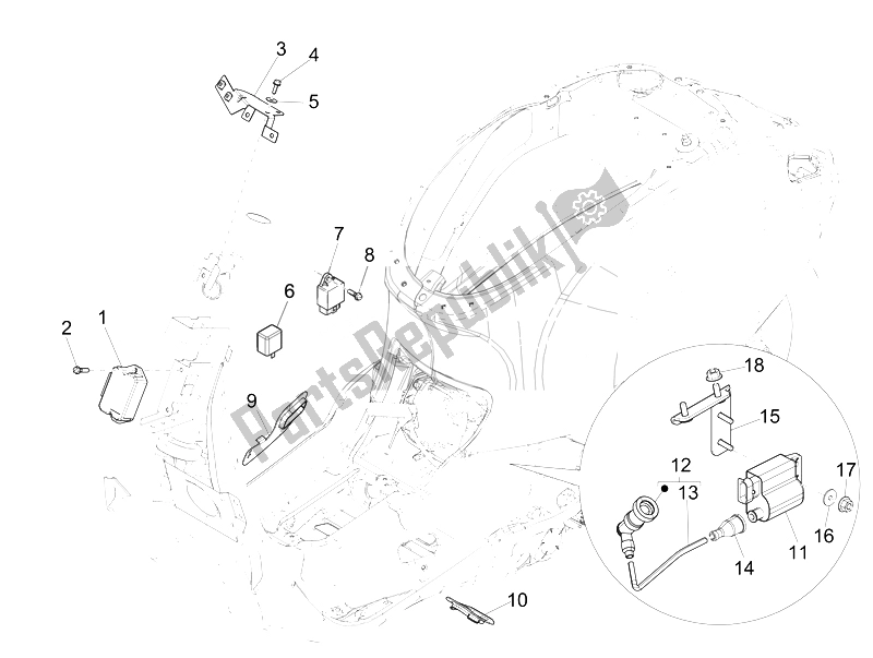 All parts for the Voltage Regulators - Electronic Control Units (ecu) - H. T. Coil of the Vespa Sprint 50 2T2V 2014