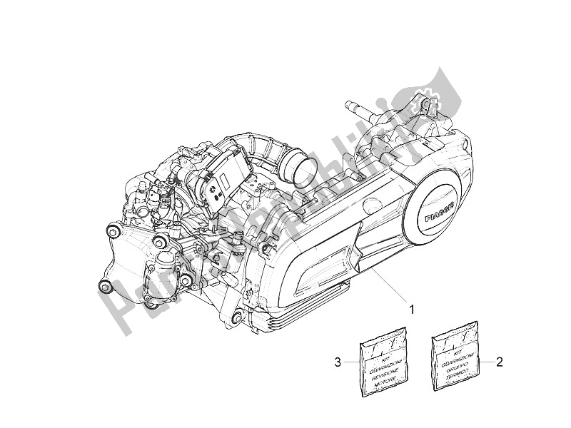 Toutes les pièces pour le Moteur, Assemblage du Vespa Vespa GTS 300 IE ABS E4 EU 2016