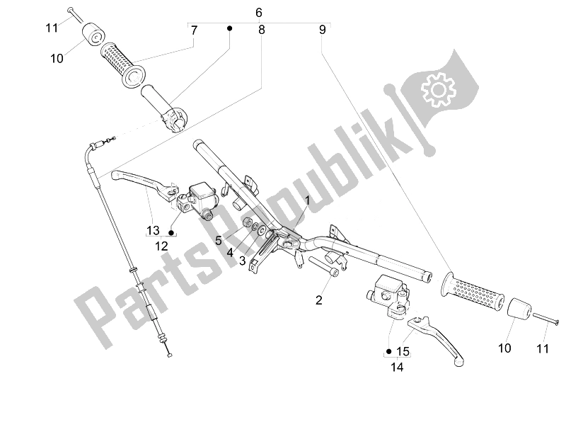 Toutes les pièces pour le Guidon - Master Cil. Du Vespa Vespa GTS 125 4T 3V IE Super Asia 2014