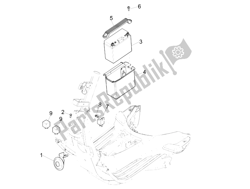 Tutte le parti per il Interruttori Del Telecomando - Batteria - Avvisatore Acustico del Vespa Sprint 125 4T 3V IE Vietnam 2014