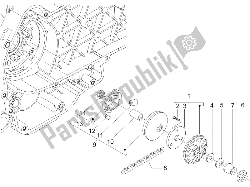 Toutes les pièces pour le Poulie Motrice du Vespa Granturismo 125 L Potenziato 2005