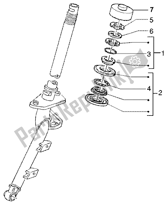 All parts for the Steering Bearing Ball Tracks of the Vespa ET4 50 2002