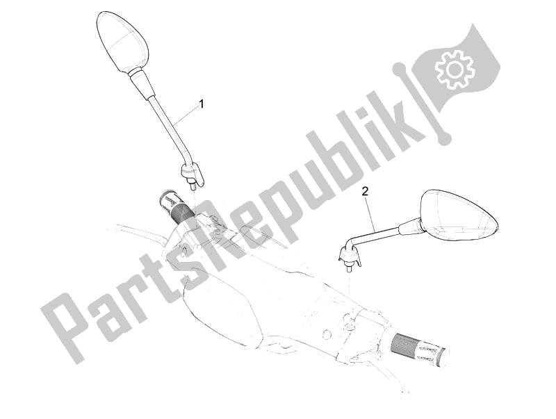 All parts for the Driving Mirror/s of the Vespa Vespa Sprint 50 4T 2V 25 KMH EU 2014