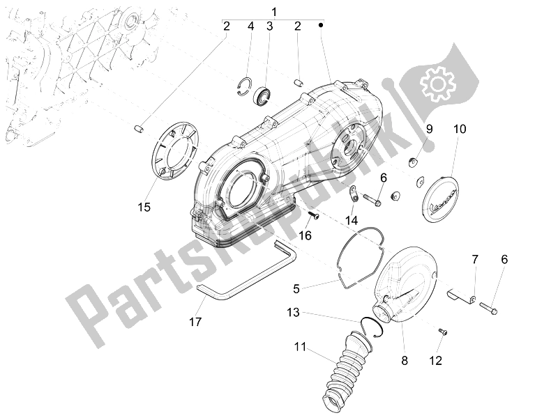 Toutes les pièces pour le Couvercle De Carter - Refroidissement Du Carter du Vespa 125 4T 3V IE Primavera Vietnam 2014