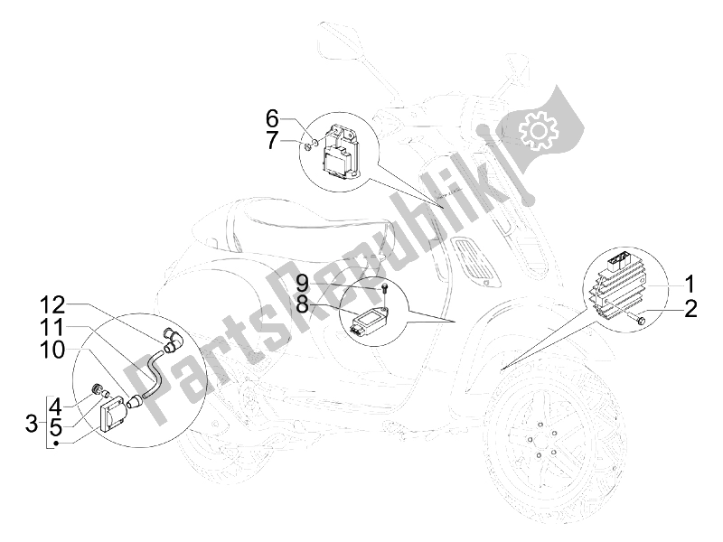 All parts for the Voltage Regulators - Electronic Control Units (ecu) - H. T. Coil of the Vespa S 50 2T College 2007