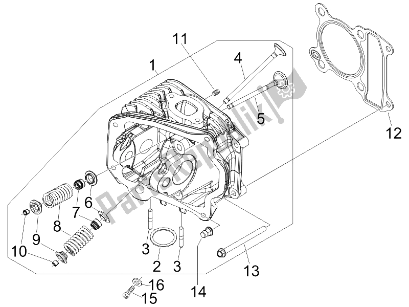 Toutes les pièces pour le Unité De Tête - Valve du Vespa LXV 50 4T 25 KMH 2012