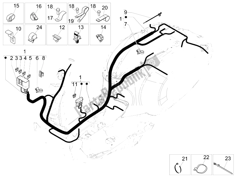 Toutes les pièces pour le Faisceau De Câbles Principal du Vespa 150 4T 3V IE Primavera USA 2014