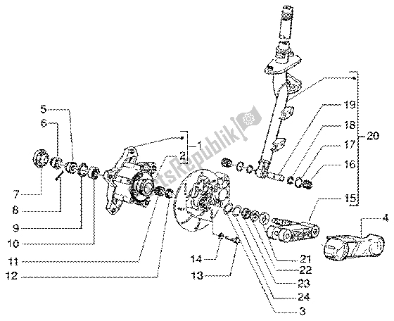 All parts for the Steering Column-disc Brake of the Vespa ET4 50 2002