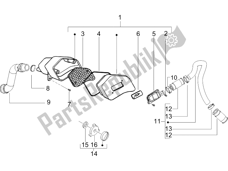 Toutes les pièces pour le Boîte à Air Secondaire du Vespa LXV 50 2T 2006