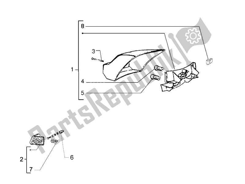 All parts for the Rear Headlamps - Turn Signal Lamps of the Vespa Vespa PX 125 EU Asia 2011