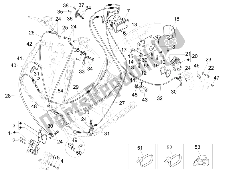 Todas las partes para Frenos Tubos - Pinzas (abs) de Vespa 946 150 4T 3V ABS 2014