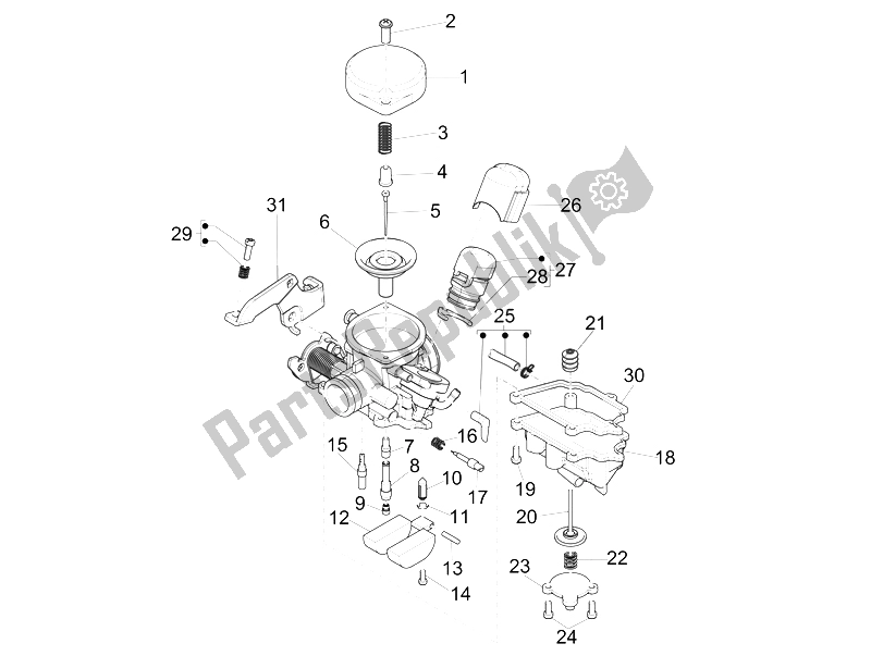 All parts for the Carburetor's Components of the Vespa LX 50 4T USA 2009