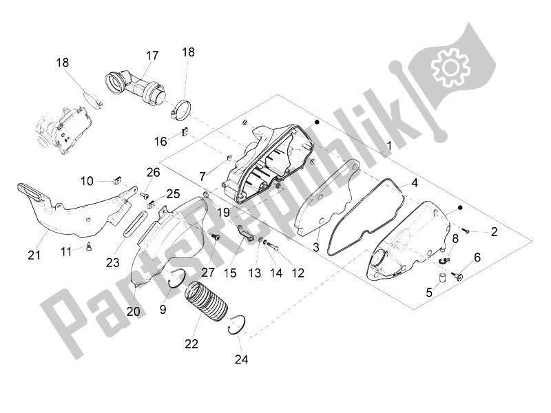 Toutes les pièces pour le Filtre à Air du Vespa Vespa S 125 4T 3V E3 IE Asia 2012