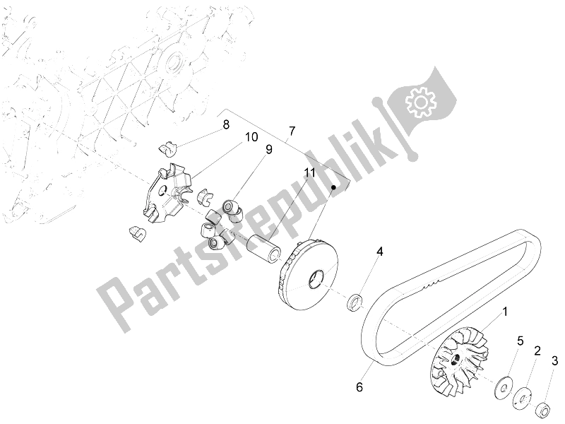 All parts for the Driving Pulley of the Vespa S 125 4T 3V E3 IE Vietnam 2012