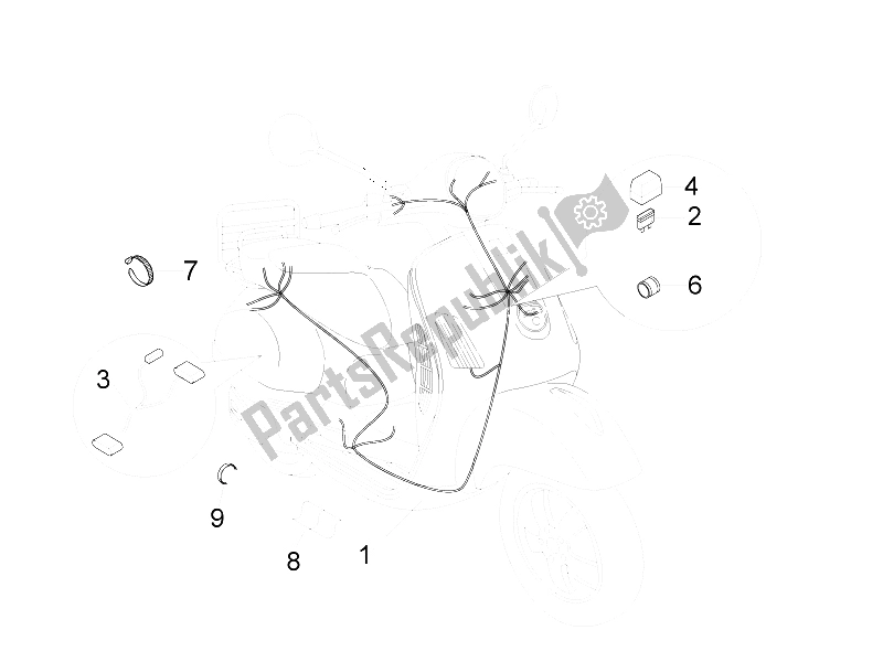 Wszystkie części do G?ówna Wi? Zka Przewodów Vespa LX 50 4T 2V 25 KMH Touring NL 2011