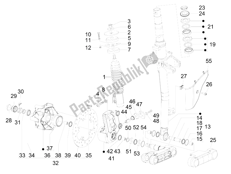 Toutes les pièces pour le Fourche / Tube De Direction - Palier De Direction du Vespa S 125 4T E3 2007