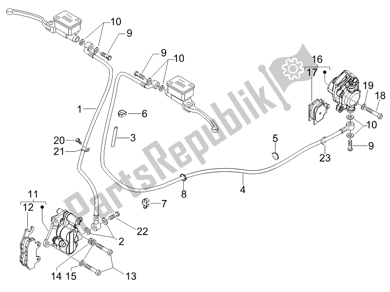 Todas las partes para Tubos De Frenos - Pinzas de Vespa GTS 125 4T E3 UK 2007