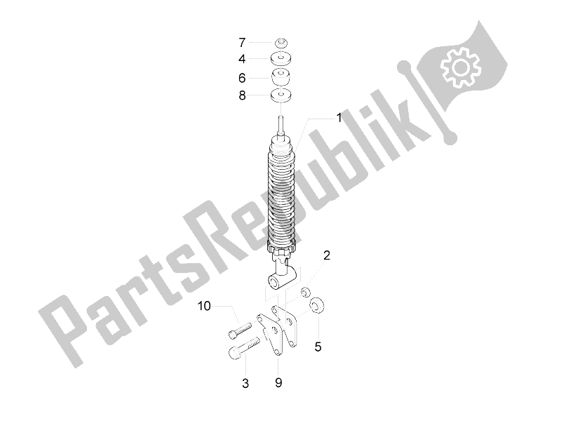 Todas las partes para Suspensión Trasera - Amortiguador / S de Vespa LXV 125 4T IE E3 2010