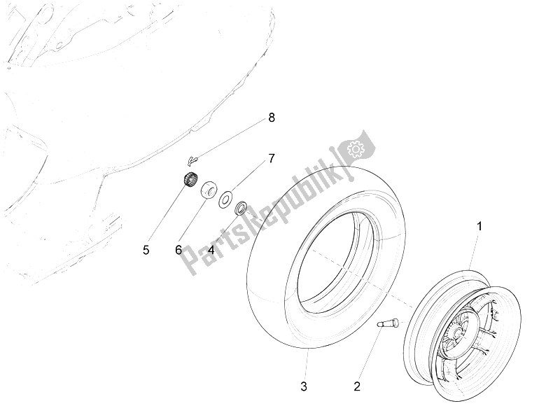 Tutte le parti per il Ruota Posteriore del Vespa S 150 4T 3V IE Vietnam 2012