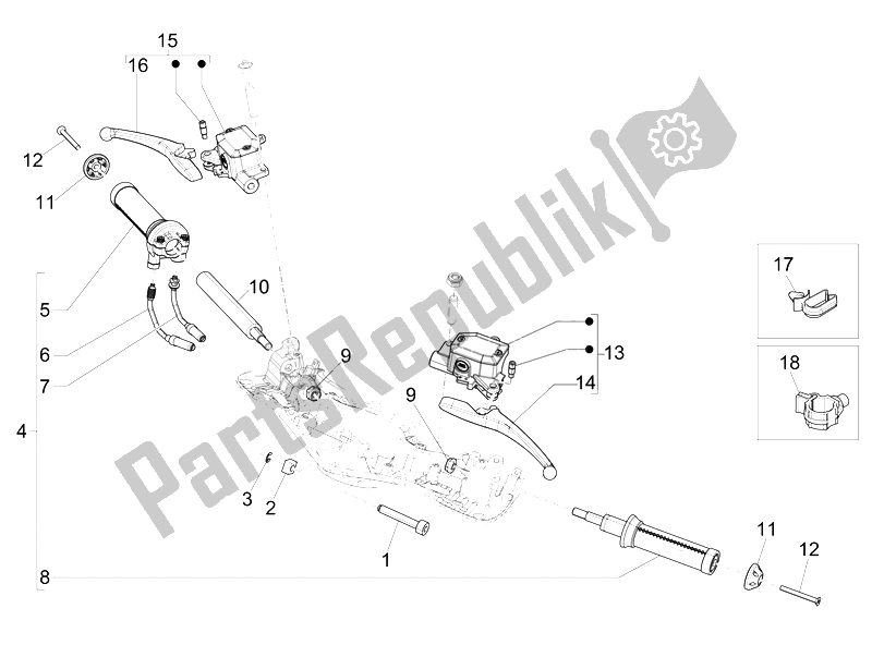 Toutes les pièces pour le Guidon - Master Cil. Du Vespa 946 150 4T 3V ABS 2014