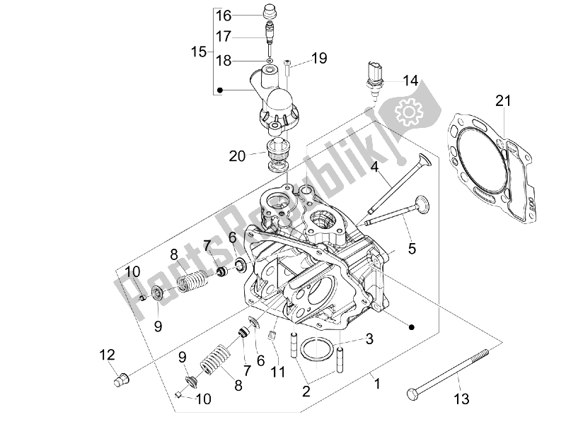 Toutes les pièces pour le Unité De Tête - Valve du Vespa GTS 250 IE Super USA 2008