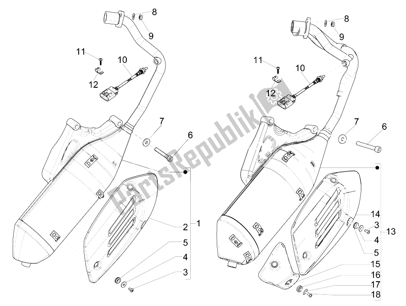 Todas las partes para Silenciador de Vespa Sprint 125 4T 3V IE Vietnam 2014