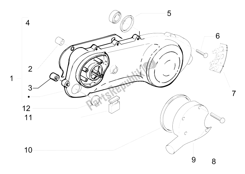 All parts for the Crankcase Cover - Crankcase Cooling of the Vespa Primavera 50 2T 2014