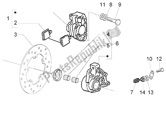 Toutes les pièces pour le étrier De Frein à Disque du Vespa LX 50 2T 2005