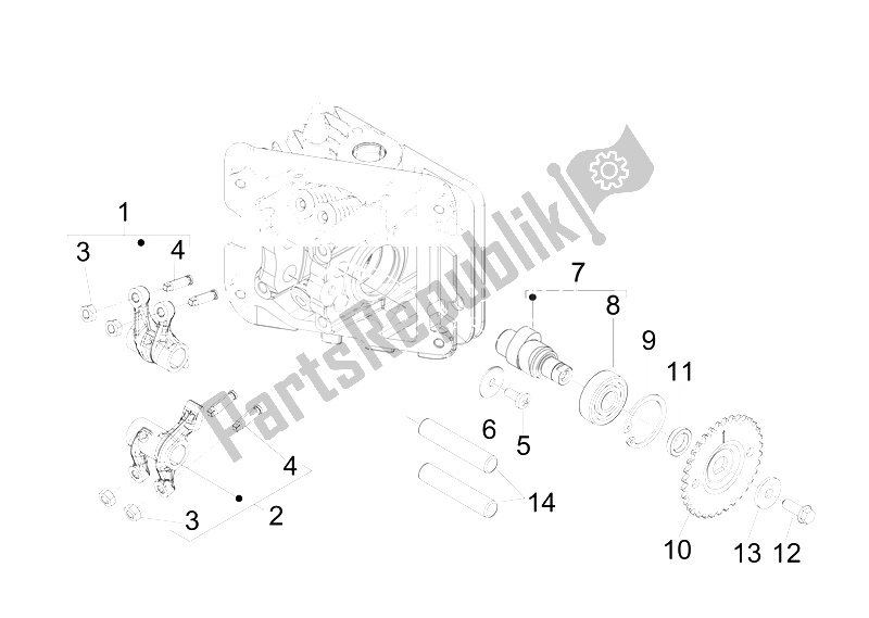 Todas las partes para Unidad De Soporte De Palancas Oscilantes de Vespa Sprint 50 4T 4V Emea 2014