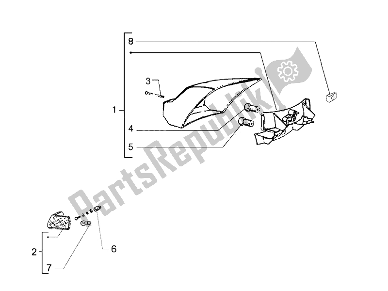 Alle onderdelen voor de Achterlichten - Richtingaanwijzers van de Vespa Vespa PX 150 EU Asia 2011