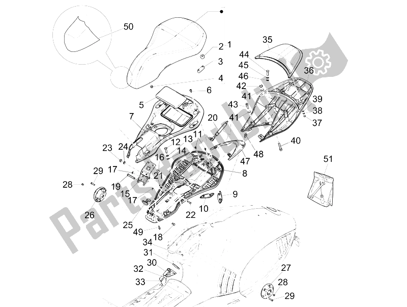 All parts for the Saddle/seats of the Vespa 946 125 2015