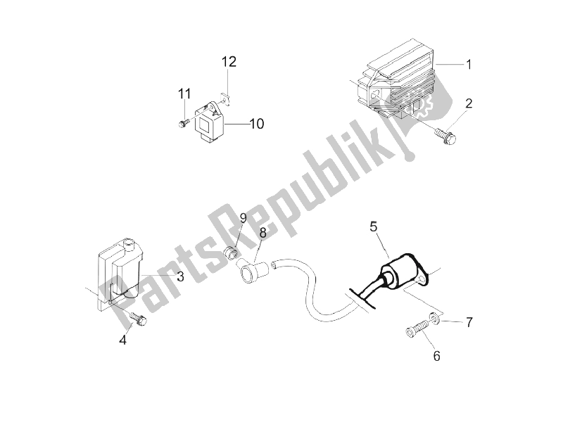 Wszystkie części do Regulatory Napi? Cia - Elektroniczne Jednostki Steruj? Ce (ecu) - H. T. Cewka Vespa LX 150 4T E3 Vietnam 2009